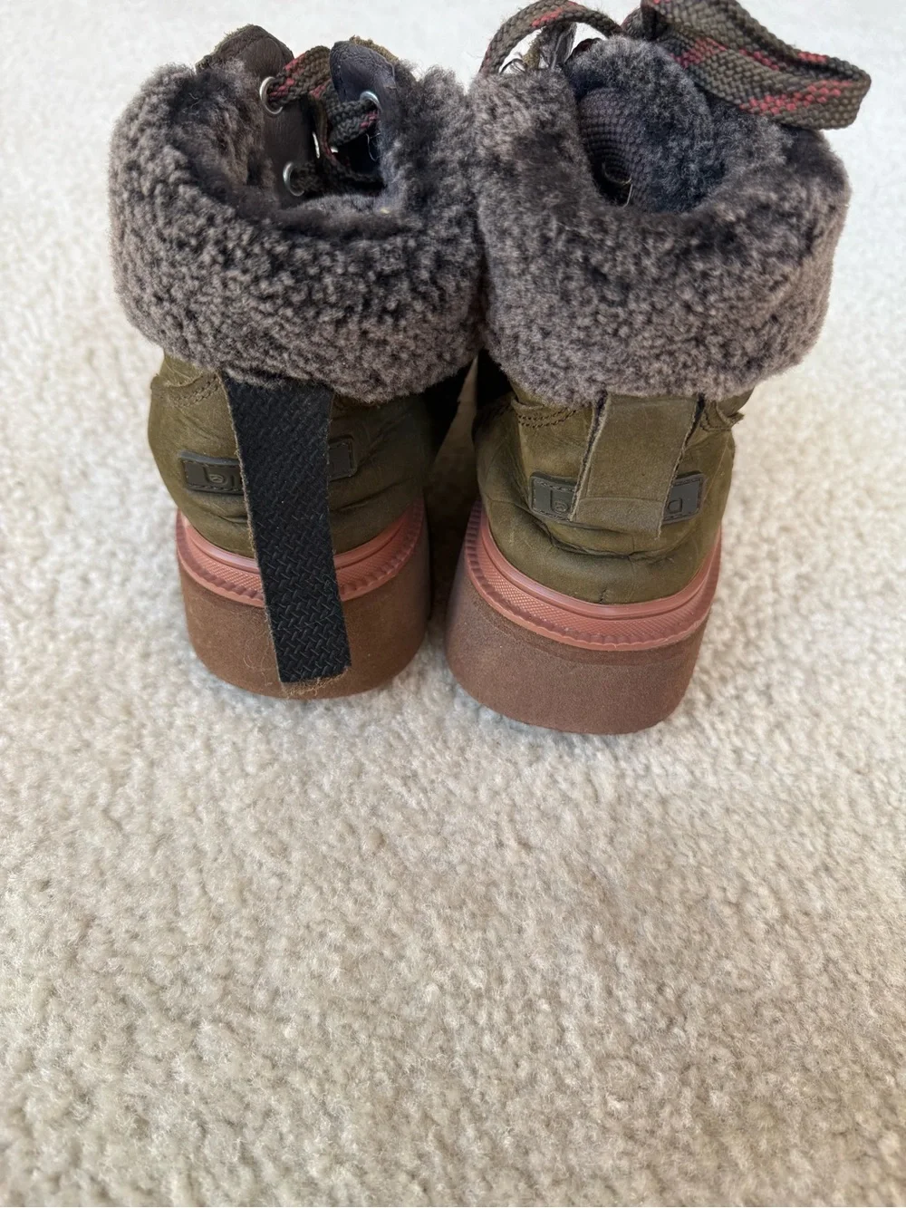 Bionica Olive Green Faux Fur Lace-Up Winter Boot